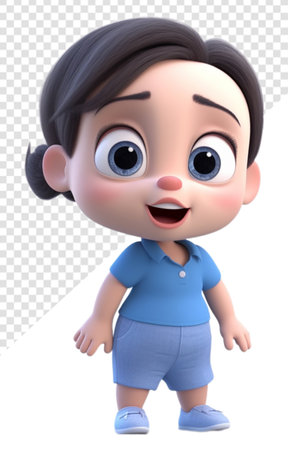 3d illustration of adorable cute baby character with laughing facial expression. generative aiの素材