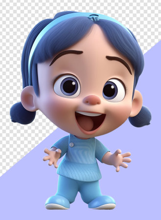 3d illustration of adorable cute baby character with laughing facial expression. generative aiの素材
