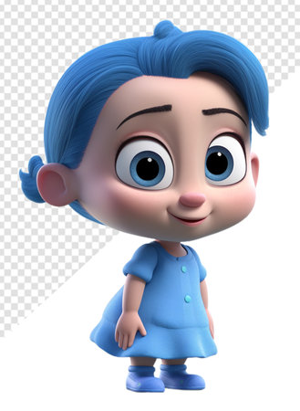 3d illustration of adorable cute baby character with laughing facial expression. generative aiの素材