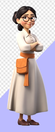 3D cartoon character of Korean woman posing in Korean style clothing model. generative aiの素材