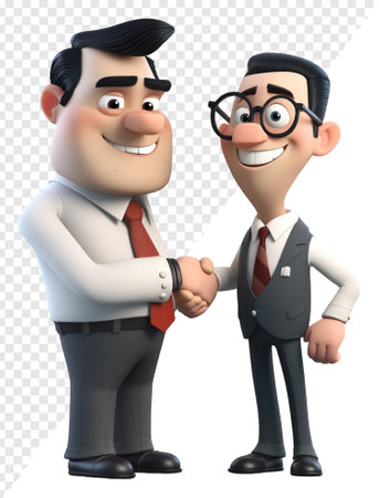 a businessman shaking hands with his business partner, concept of deal, cooperation, etc, cartoon character 3d illustration. generative aiの素材