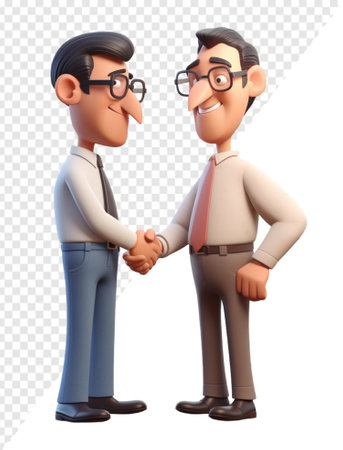 a businessman shaking hands with his business partner, concept of deal, cooperation, etc, cartoon character 3d illustration. generative aiの素材
