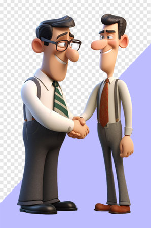 a businessman shaking hands with his business partner, concept of deal, cooperation, etc, cartoon character 3d illustration. generative aiの素材