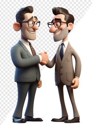 a businessman shaking hands with his business partner, concept of deal, cooperation, etc, cartoon character 3d illustration. generative aiの素材
