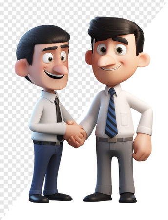 a businessman shaking hands with his business partner, concept of deal, cooperation, etc, cartoon character 3d illustration. generative aiの素材