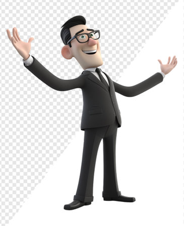 a businessman with a happy expression, concept of success achieving goals, cartoon character 3d illustration. generative aiの素材