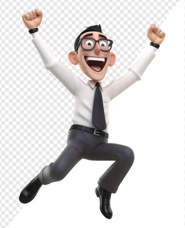 a businessman with a happy expression, concept of success achieving goals, cartoon character 3d illustration. generative aiの素材