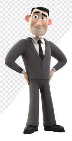 3d cartoon character of a male businessman, generative aiの素材