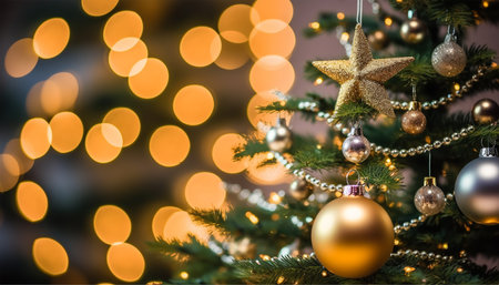 merry christmas luxury banner and elegant celebration decoration with copy space. ai generativeの素材