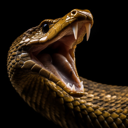 close up portrait of cobra snake isolated on black background, generative aiの素材