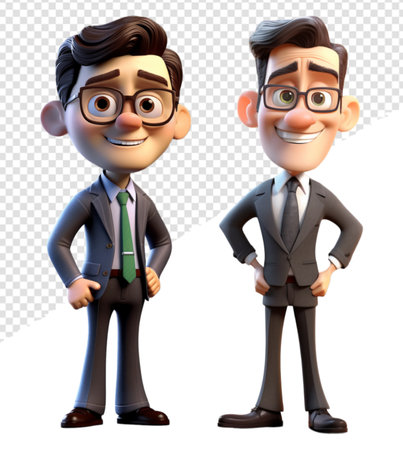 3d illustration of old and young businessman characters, generative aiの素材