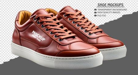 Red shoe photo mockup with side view, isolated on transparent background, ai generativeの素材