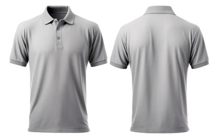 plain gray polo t-shirt mockup design. front and back views. isolated on transparent background. generative aiの素材