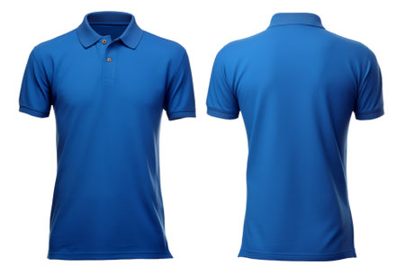 plain blue polo t-shirt mockup design. front and back views. isolated on transparent background. generative aiの素材