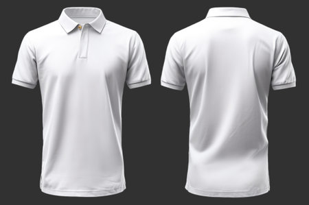 plain white polo t-shirt mockup design. front and back views. isolated on transparent background. generative aiの素材