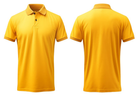 plain yellow polo shirt mockup design. front and back views. isolated on transparent background. generative aiの素材