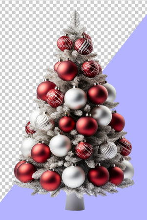 Christmas tree ornaments, decorations for celebration, isolated on transparent background, generative aiの素材
