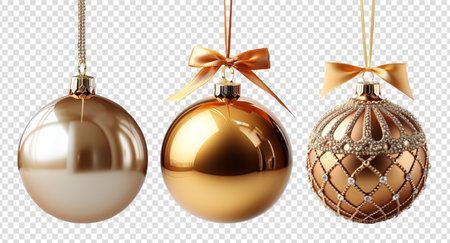 collection of luxury gold ball decorations for Christmas and New Year celebrations, generative aiの素材