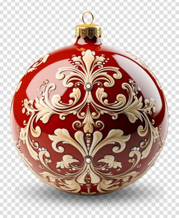patterned red ball decoration design for symbols of Christmas and New Year celebrations, generative aiの素材