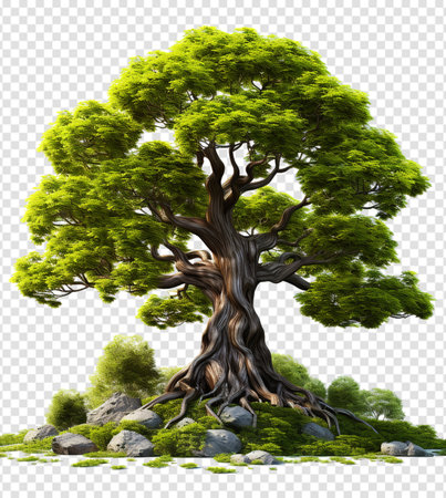 big tree isolated on transparent background, generative aiの素材