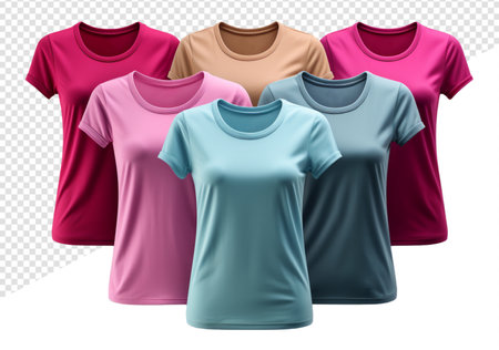 Plain women's t-shirt mockup with front view, isolated on transparent background, genrative aiの素材