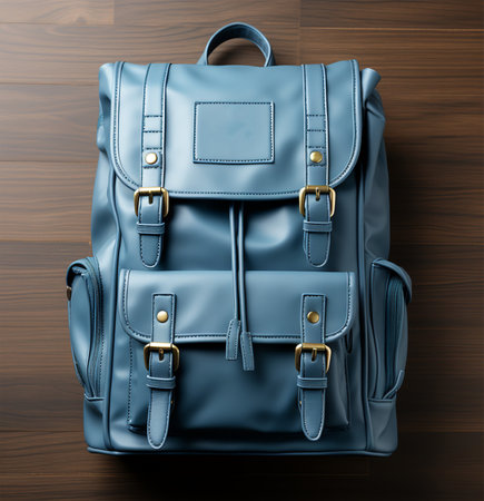 blue backpack studio portrait mockup template, generative aiの素材