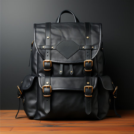 black backpack template, backpack mockup studio portrait background, generative aiの素材