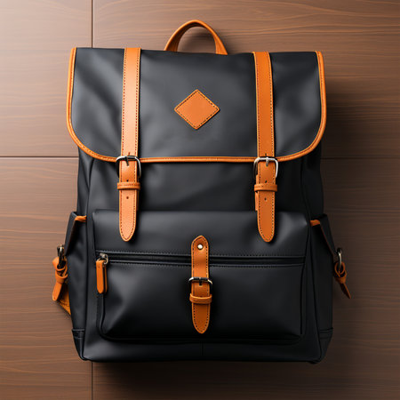 black backpack template, backpack mockup studio portrait background, generative aiの素材