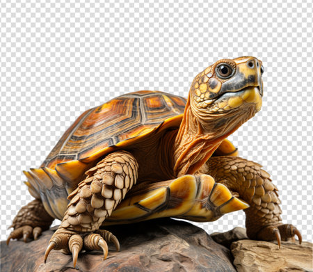 portrait of a turtle on a rock with a transparent background, generative aiの素材