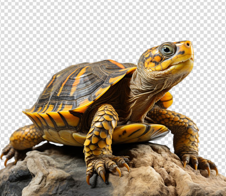 portrait of a turtle on a rock with a transparent background, generative aiの素材