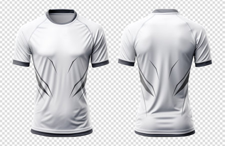 white sports t-shirt with black abstract pattern, jersey mockup design with front and back views, generative aiの素材