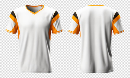 orange and white sports t-shirt, jersey mockup design with front and back views, generative aiの素材