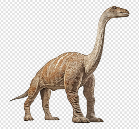portrait of ancient animal, brontosaurus dinosaur on transparent background, generative aiの素材
