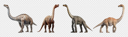 portrait of ancient animal, brontosaurus dinosaur on transparent background, generative aiの素材