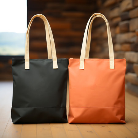 studio portrait plain black and orange bag mockup, generative aiの素材
