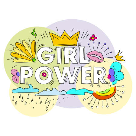 Girl power vector. Woman motivational slogan.のイラスト素材