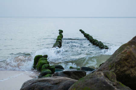 Baltis sea. Cold weather. Old moleの写真素材