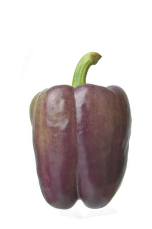 Single Islander Purple Bell Pepper isolated against a white backgroundの写真素材