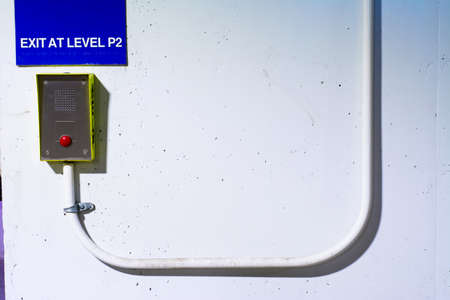 Emergency call button in a parking deck in downtown Raleigh, North Carolina
