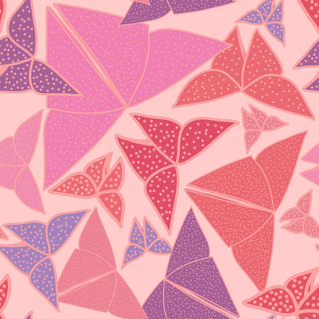 Pattern with beautiful origami butterflies drawing. Seamless background textureのイラスト素材
