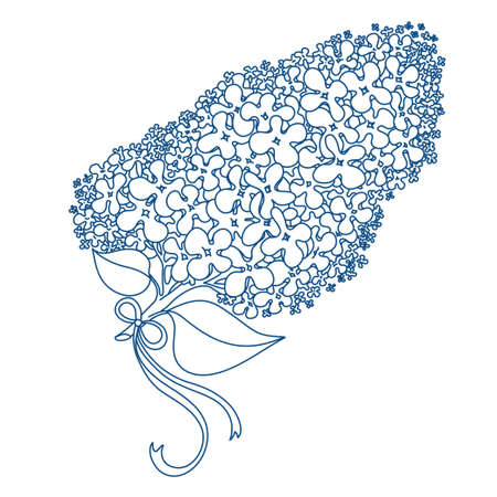 Branch of lilac flowers in violet colors. Good for wallpaper, textile, background, design of wedding invitation, poster, cover of book, post cards. Spring and summer theme of illustrationのイラスト素材