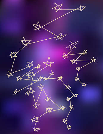 Stars constellations stylize drawing background vector illustration