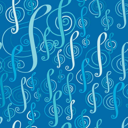 Seamless music pattern with a treble clef.のイラスト素材