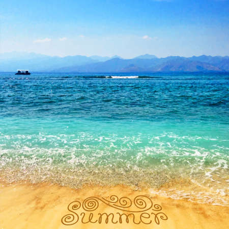 Vector illustration of the sea. Summer time and travelling. Gili Trawangan Islang in Indonesia. Tracing fotoのイラスト素材