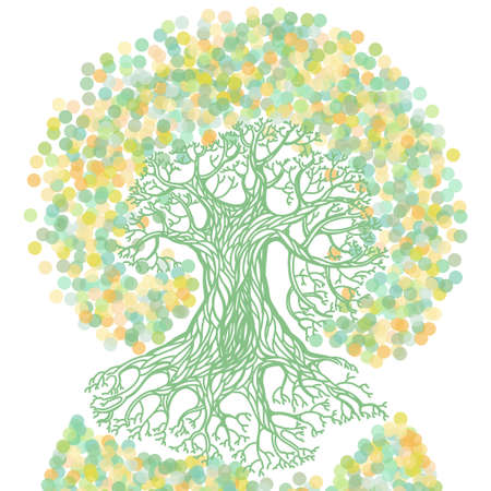 Tree with earth illustration in ecology concept theme. Save planet vector illustration.のイラスト素材