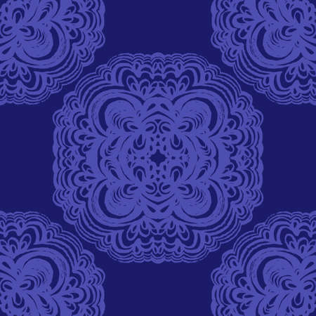Moroccan tiles ornaments in blue and white colors. Seamless patchwork pattern. Can be used for...