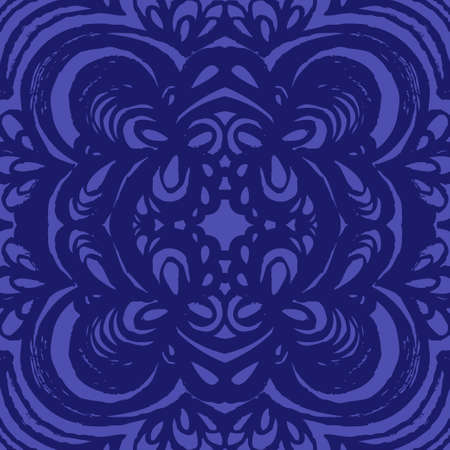 Moroccan tiles ornaments in blue and white colors. Seamless patchwork pattern. Can be used for wallpaper, textile and pattern fills, different surfaces, background of web site pages.のイラスト素材