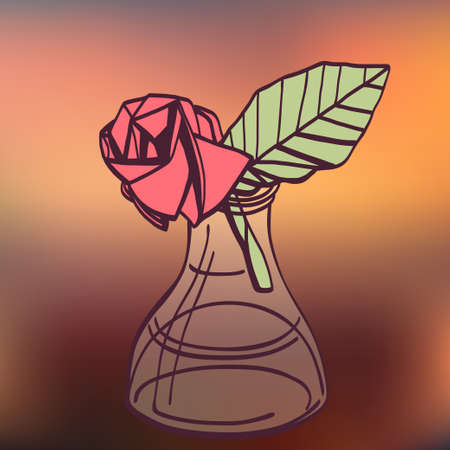 Origami paper vintage style rose handmade drawingのイラスト素材