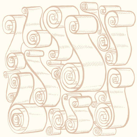 Vintage ribbons and scrolls. Hand drawn and trace graphic illustrationsのイラスト素材