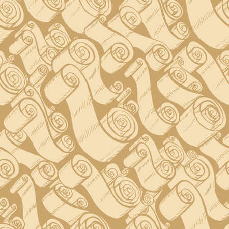 Vintage ribbons and scrolls. Wallpaper seamless pattern. Hand drawn and trace graphic illustrationsのイラスト素材